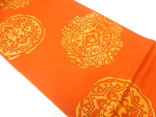 JAPANESE NAGOYA OBI / WOVEN ABSTRACT FLOWER CREST